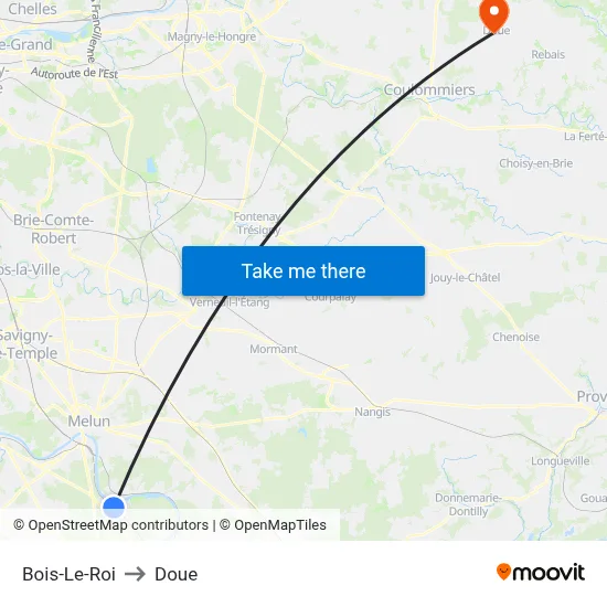 Bois-Le-Roi to Doue map