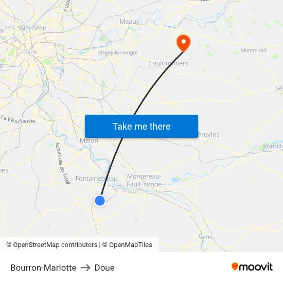 Bourron-Marlotte to Doue map