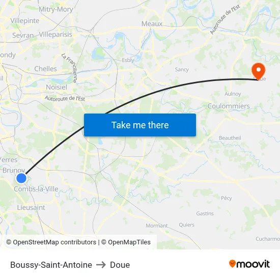 Boussy-Saint-Antoine to Doue map