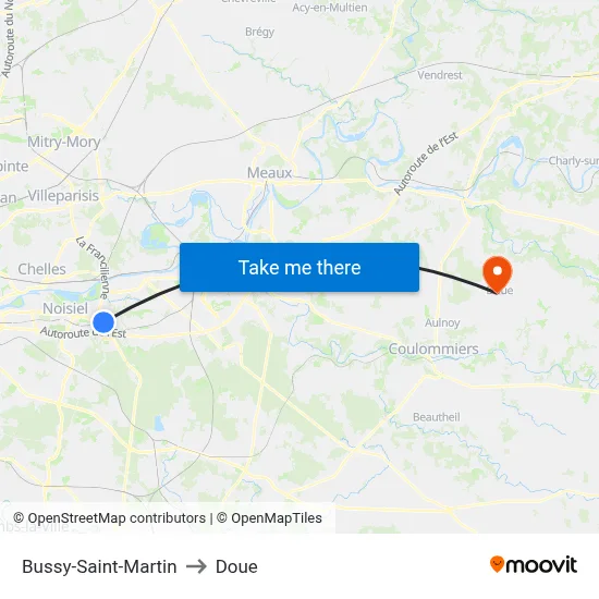 Bussy-Saint-Martin to Doue map