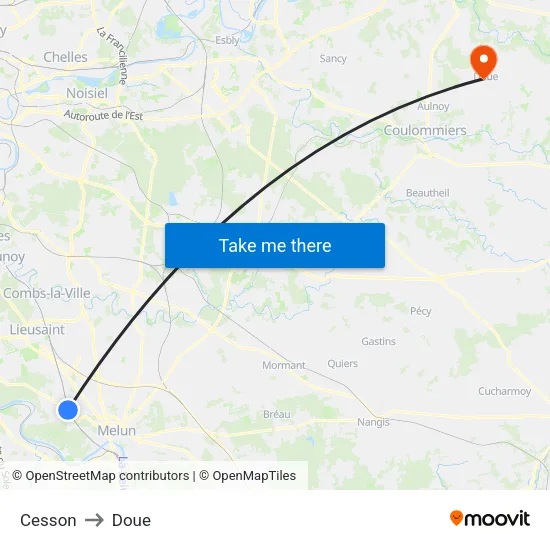 Cesson to Doue map