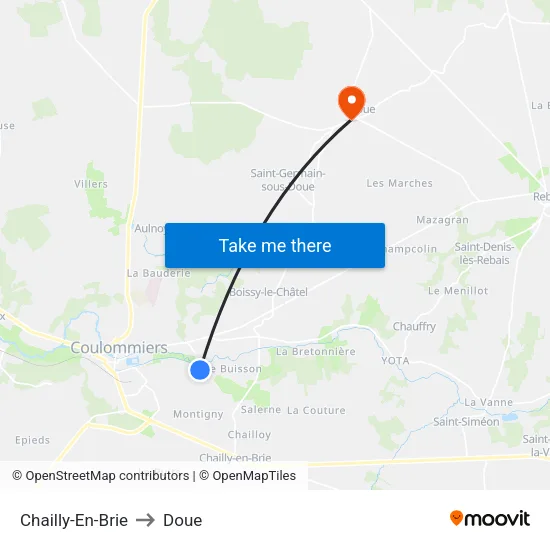 Chailly-En-Brie to Doue map