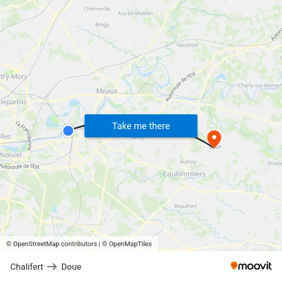 Chalifert to Doue map
