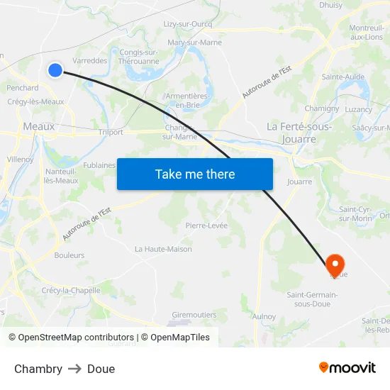 Chambry to Doue map