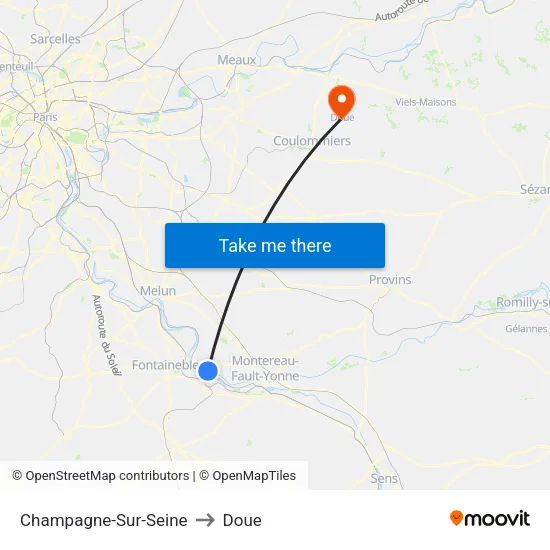 Champagne-Sur-Seine to Doue map