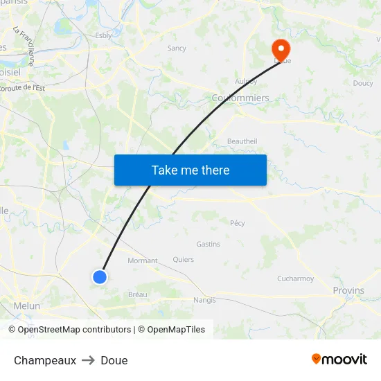 Champeaux to Doue map