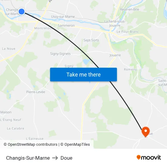 Changis-Sur-Marne to Doue map