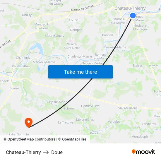 Chateau-Thierry to Doue map