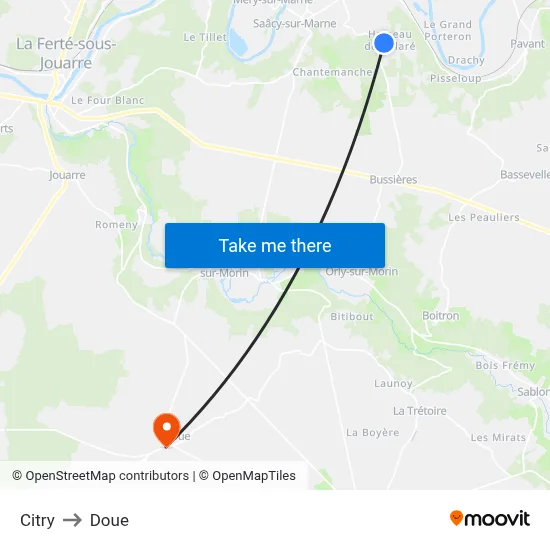 Citry to Doue map