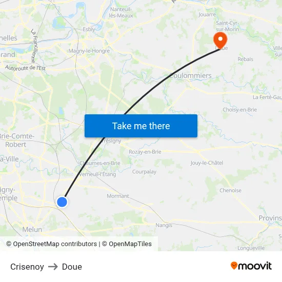 Crisenoy to Doue map