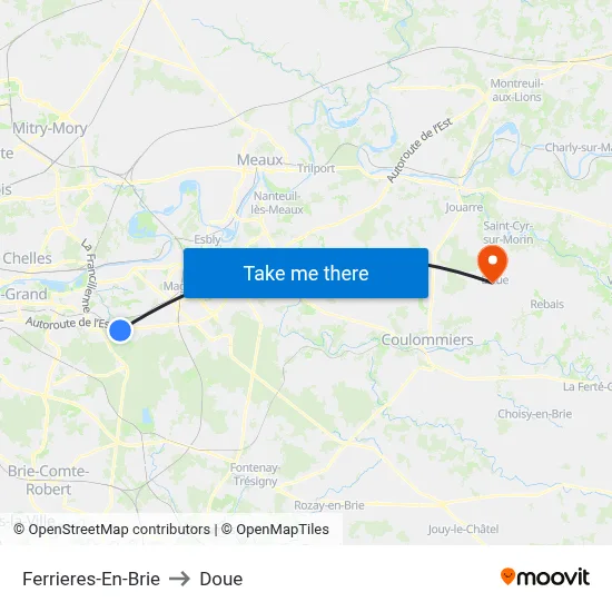 Ferrieres-En-Brie to Doue map