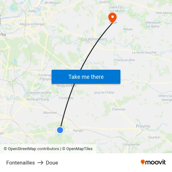 Fontenailles to Doue map