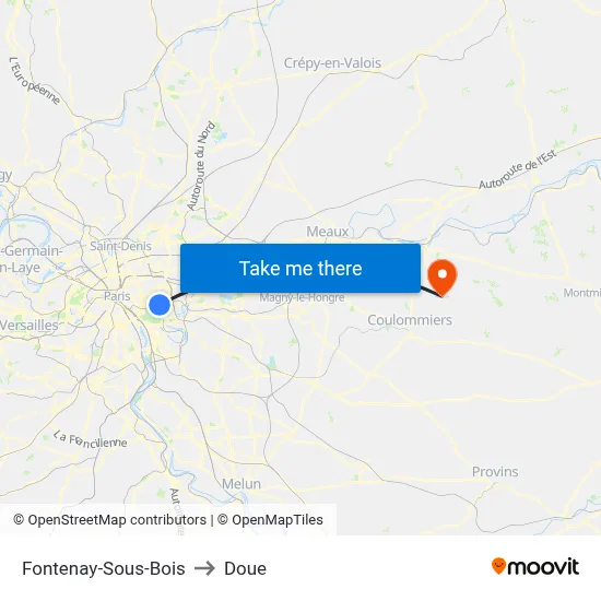 Fontenay-Sous-Bois to Doue map