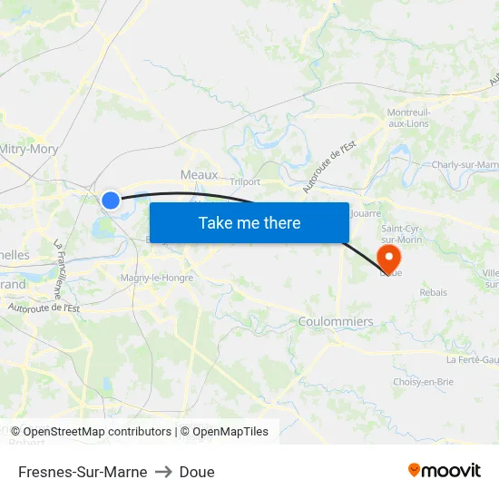 Fresnes-Sur-Marne to Doue map