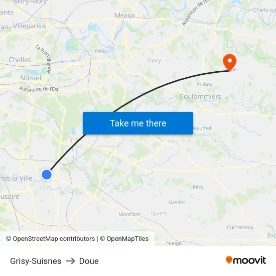 Grisy-Suisnes to Doue map