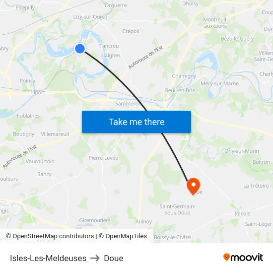 Isles-Les-Meldeuses to Doue map