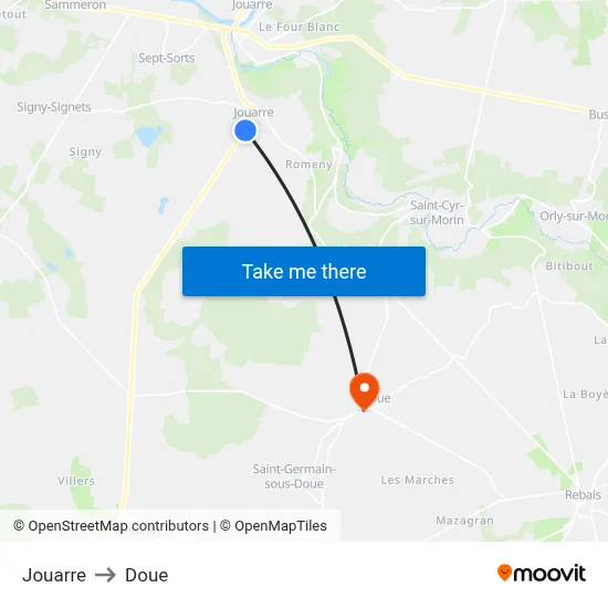 Jouarre to Doue map