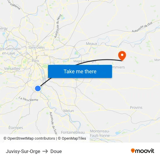 Juvisy-Sur-Orge to Doue map