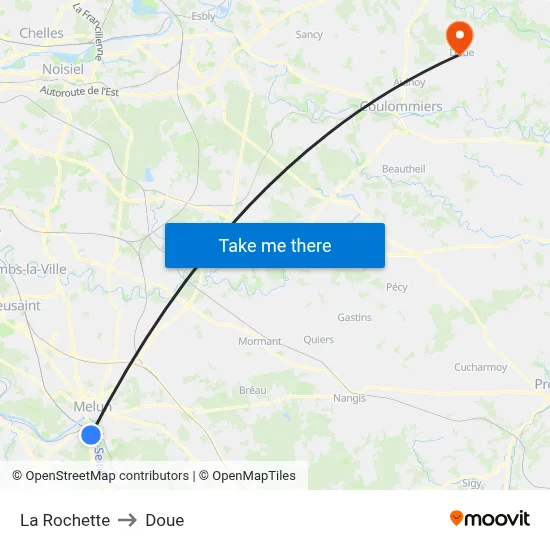 La Rochette to Doue map