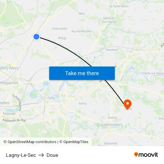 Lagny-Le-Sec to Doue map
