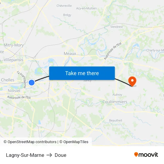 Lagny-Sur-Marne to Doue map