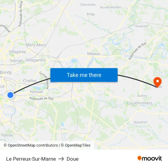 Le Perreux-Sur-Marne to Doue map