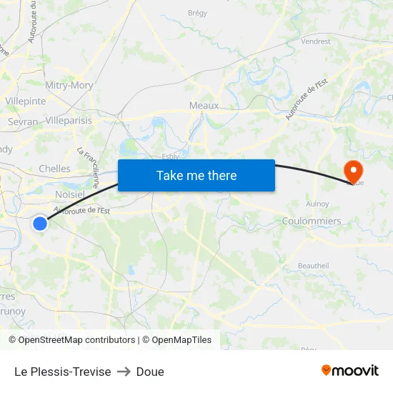 Le Plessis-Trevise to Doue map