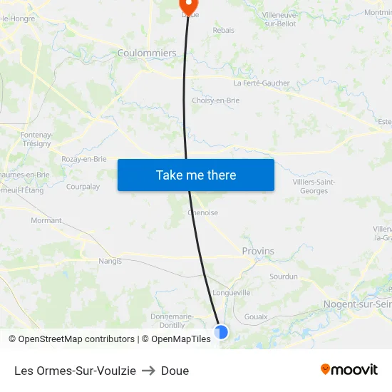 Les Ormes-Sur-Voulzie to Doue map