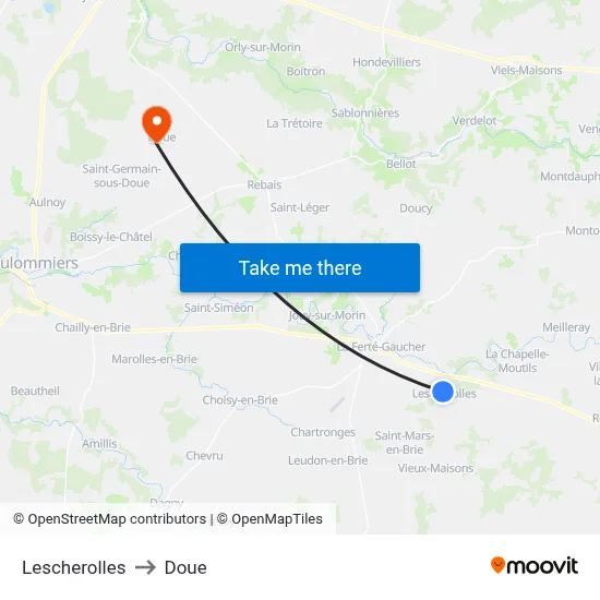 Lescherolles to Doue map