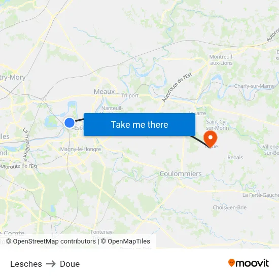 Lesches to Doue map