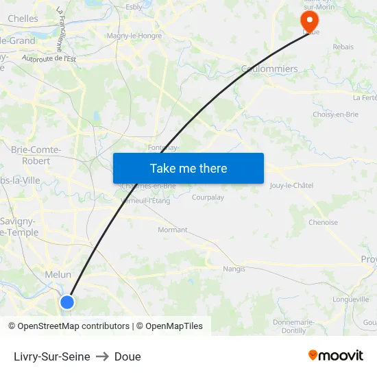 Livry-Sur-Seine to Doue map
