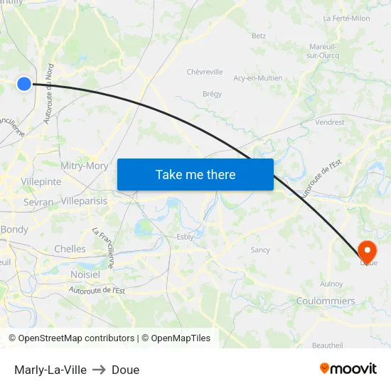 Marly-La-Ville to Doue map