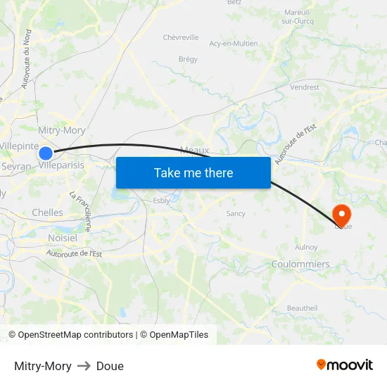 Mitry-Mory to Doue map