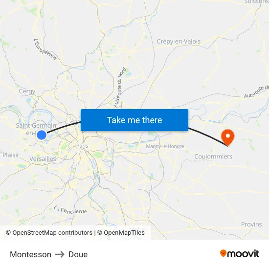 Montesson to Doue map