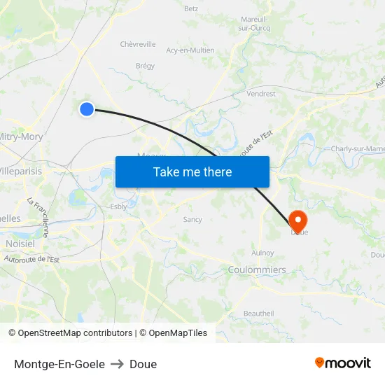 Montge-En-Goele to Doue map