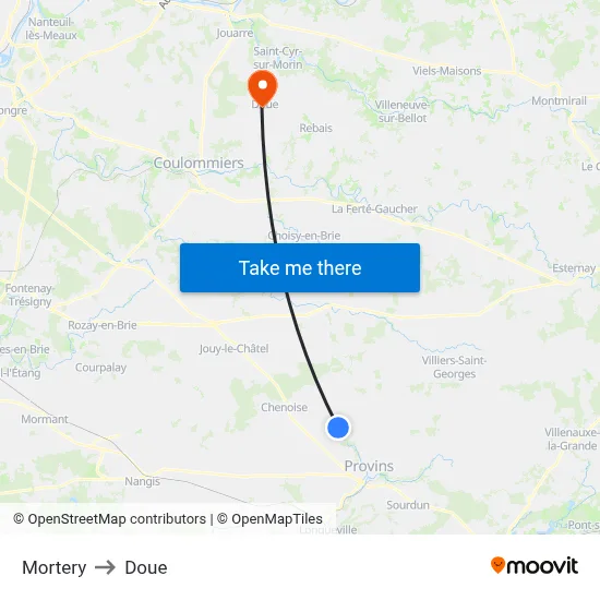 Mortery to Doue map