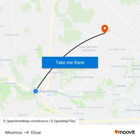 Mouroux to Doue map