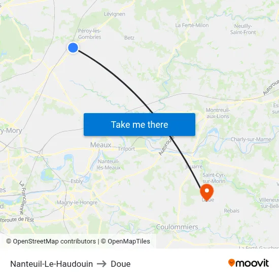 Nanteuil-Le-Haudouin to Doue map