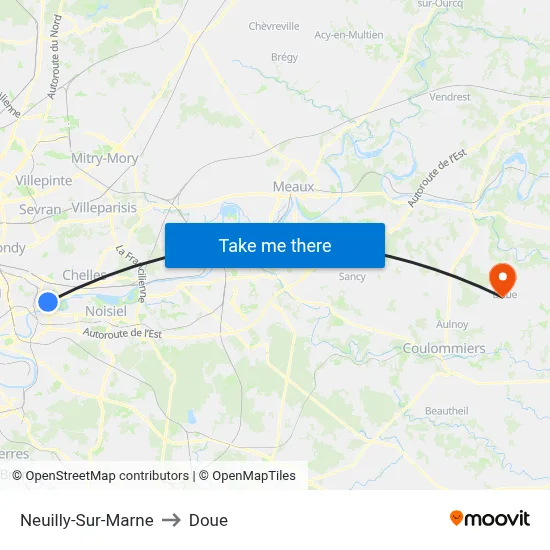 Neuilly-Sur-Marne to Doue map