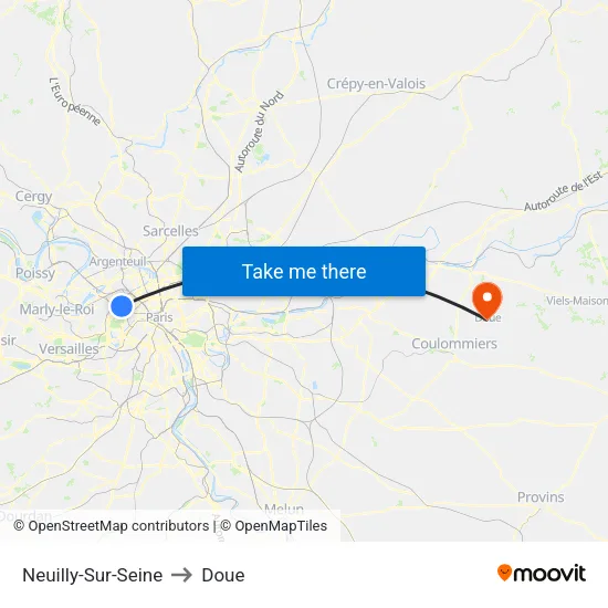 Neuilly-Sur-Seine to Doue map
