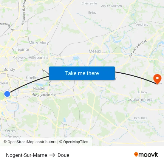 Nogent-Sur-Marne to Doue map