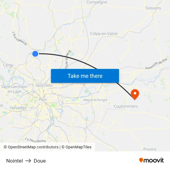 Nointel to Doue map