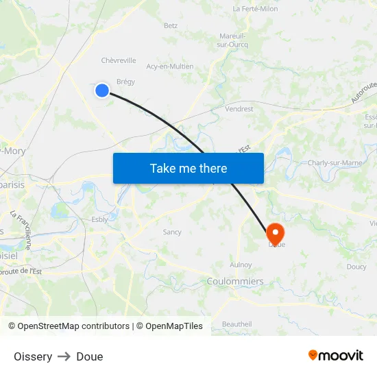 Oissery to Doue map