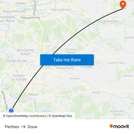 Perthes to Doue map