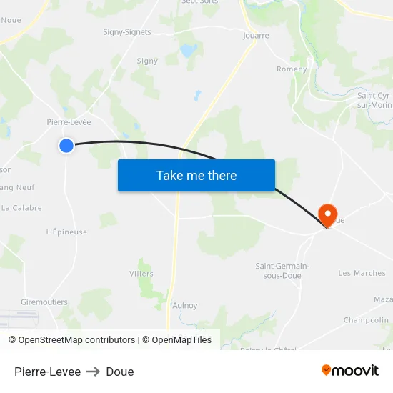 Pierre-Levee to Doue map