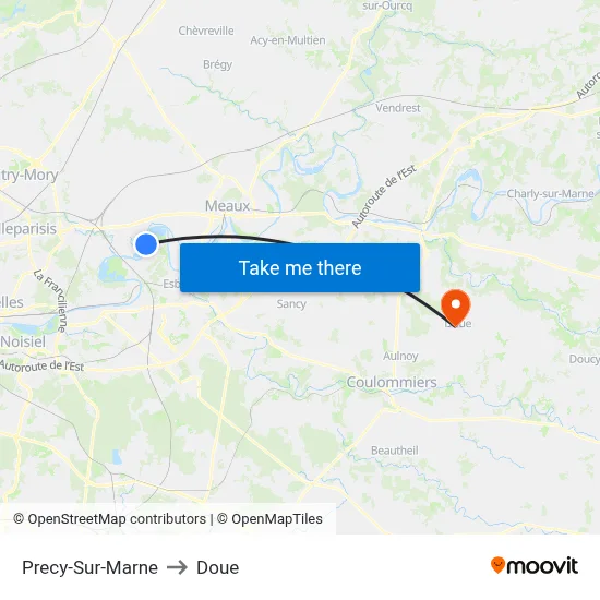 Precy-Sur-Marne to Doue map