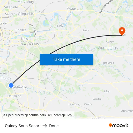 Quincy-Sous-Senart to Doue map