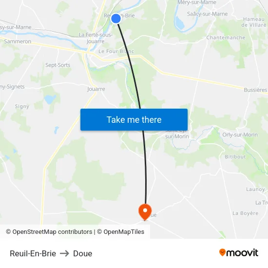 Reuil-En-Brie to Doue map
