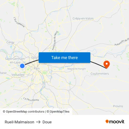 Rueil-Malmaison to Doue map