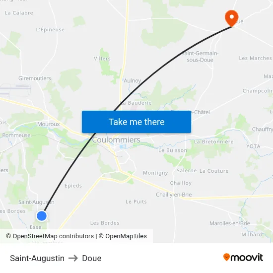 Saint-Augustin to Doue map